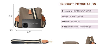 FOXER Brand New Shoulder Bag for Women PU Leather Retro Large Capacity Bucket Bag Female Crossbody Purse Tote Commuting Purse