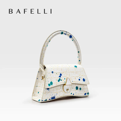 BAFELLI Floral Genuine Leather Half-Moon Bag