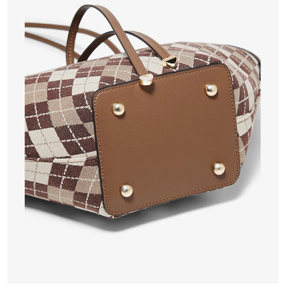FOXER Brand Chic Women's Shoulder Bag 2026 New Spring Summer Luxury Design Female Handbag Purse Fashion Large Plaid Tote Bag