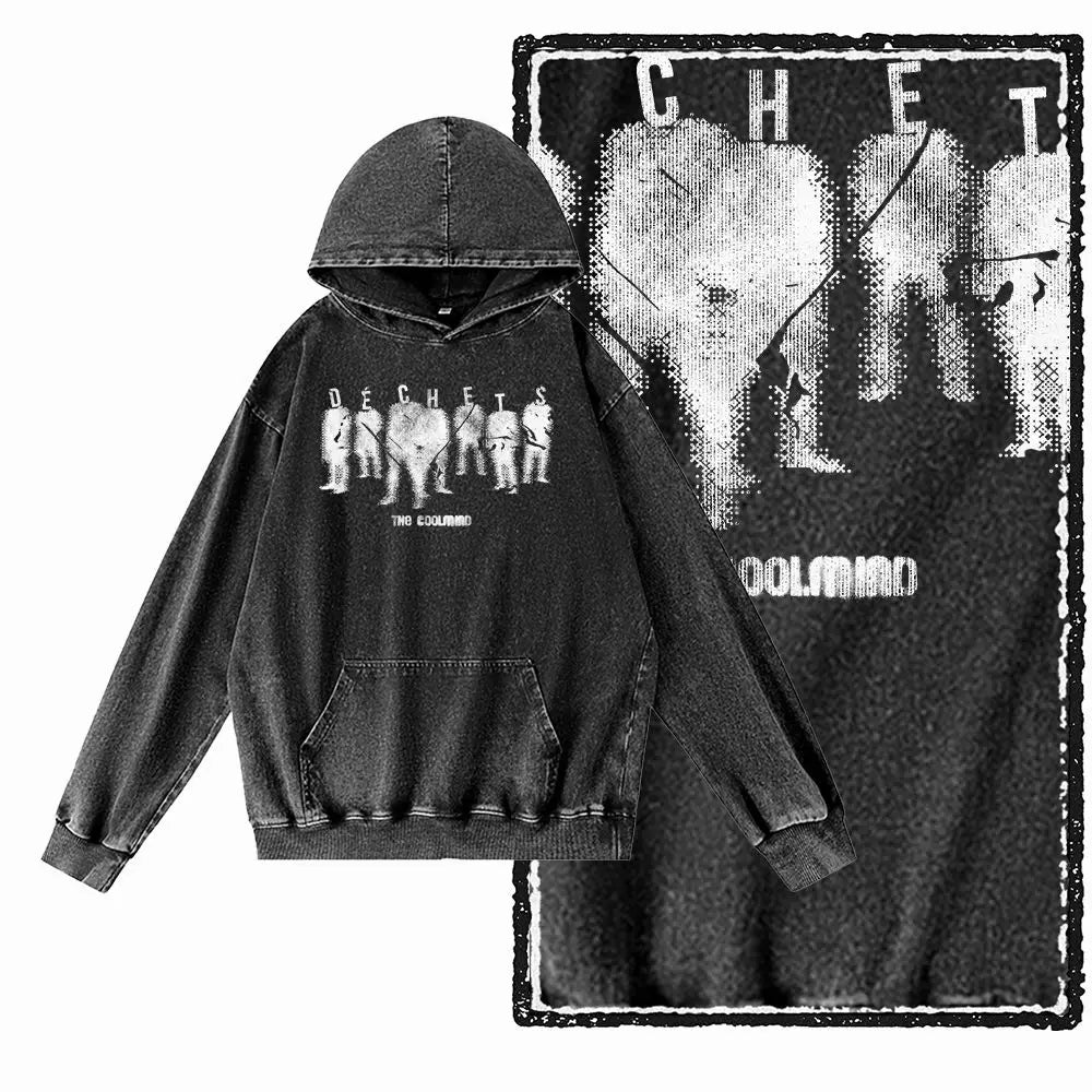 COOLMIND Acid-Washed Black Graphic Pullover