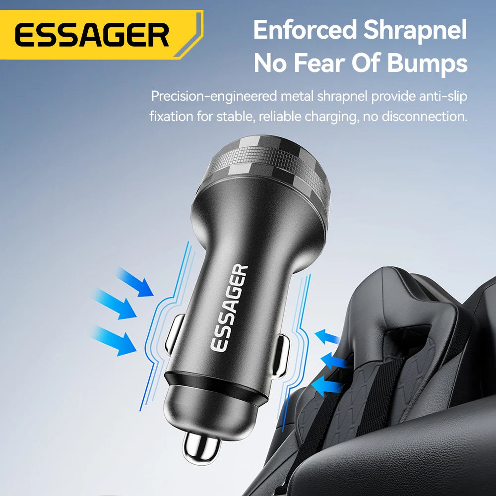 Essager 108W 3-Port USB Car Charger with Digital Display