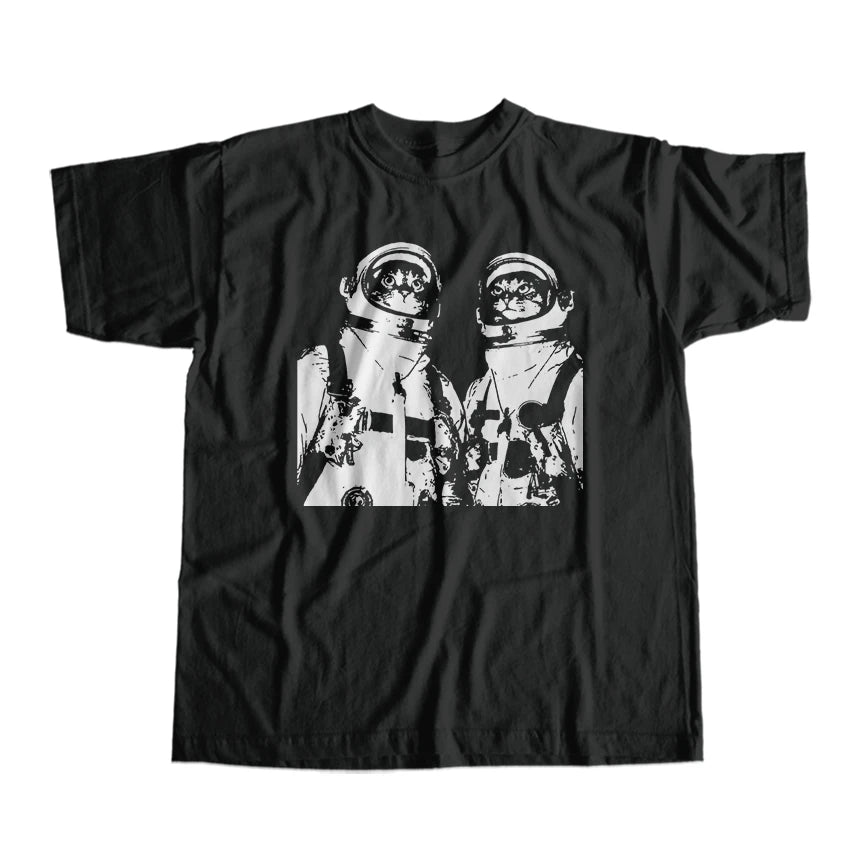 COOLMIND MO0167 Space Cat Graphic Cotton Tee