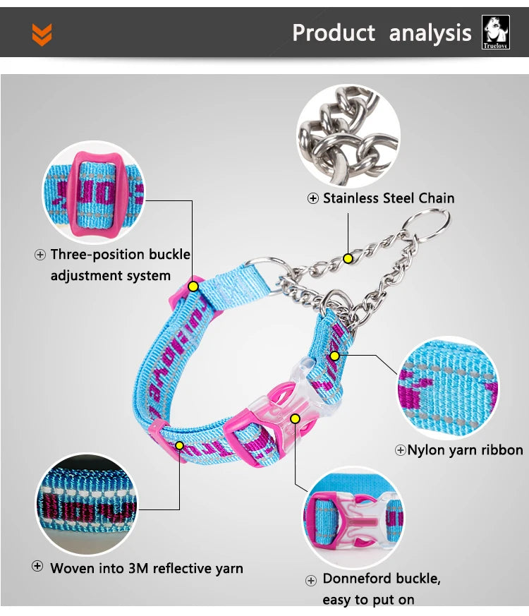 Truelove Dog Collar P-Chain Outdoor Nylon High Quality Stainless Steel Chain
