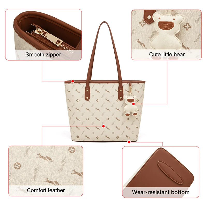 FOXER PU Leather Women Shoulder Bag Casual Female Handbag Large Capacity Tote Bag for Daily & Commute