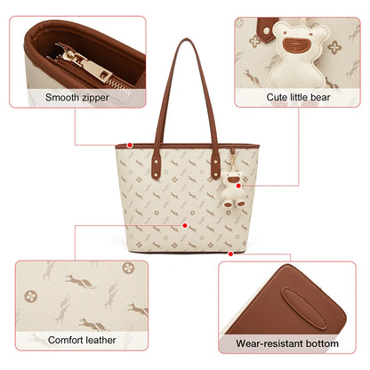FOXER PU Leather Women Shoulder Bag Casual Female Handbag Large Capacity Tote Bag for Daily & Commute