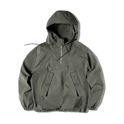 Maden M43 Parka Dark Green Deck Coat for Men Spring and Autumn Solid Color Hooded Sweatshirt Male Urban Outdoor Loose Jacket