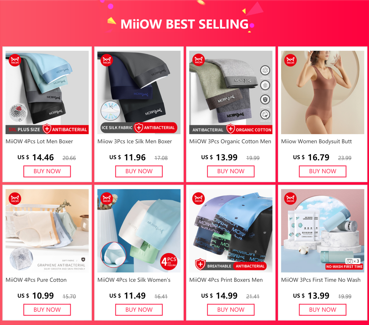 MiiOW 3Pcs Modal Sexy Men Underwear Boxer Shorts Underpants Antibacterial Trunk Men's Panties Breathable Bxoershorts Underware