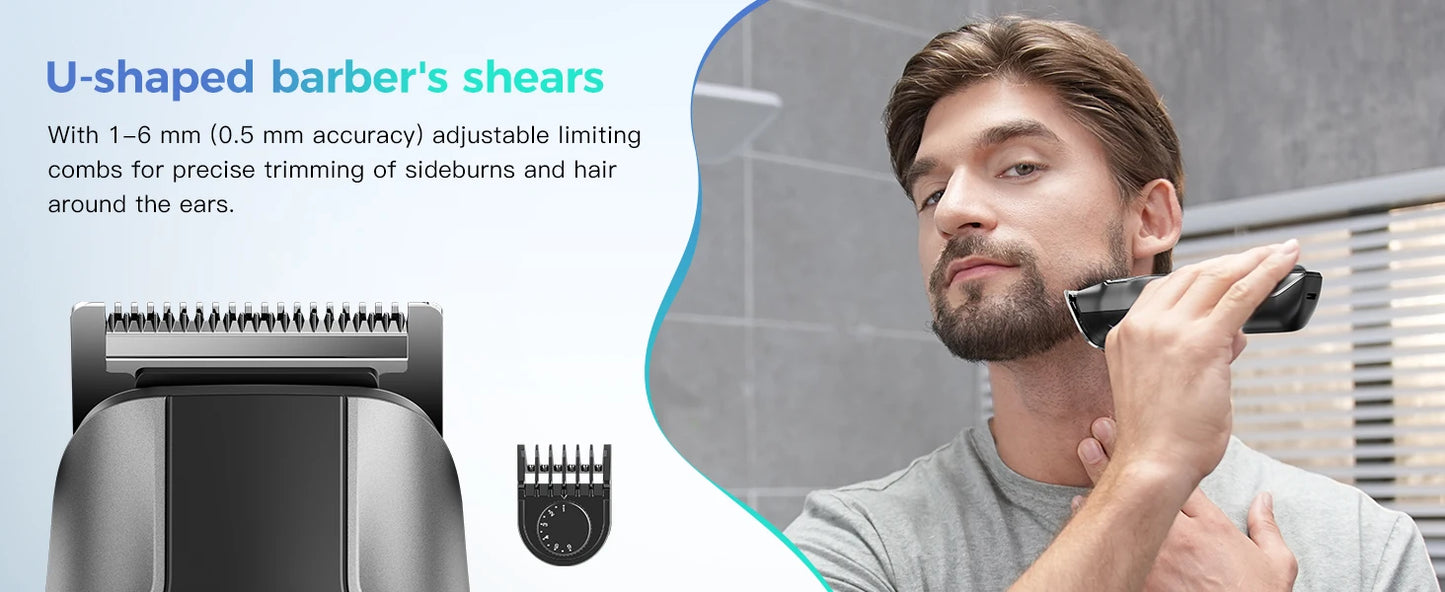 Kensen S30 Cordless Hair Clipper 4 in 1 Barber Grooming Kit with LED Display for Men - Rechargeable Beard and Nose Trimmer