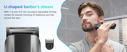 Kensen S30 Cordless Hair Clipper 4 in 1 Barber Grooming Kit with LED Display for Men - Rechargeable Beard and Nose Trimmer