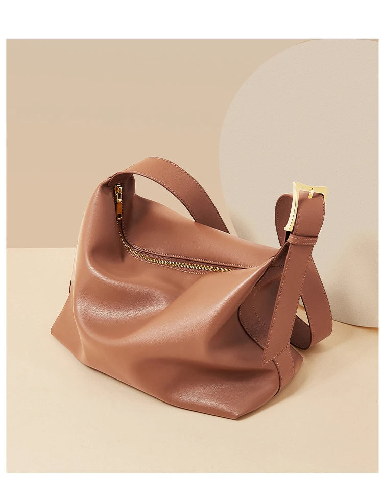 FOXER Large Soft Split Leather Shoulder Bag