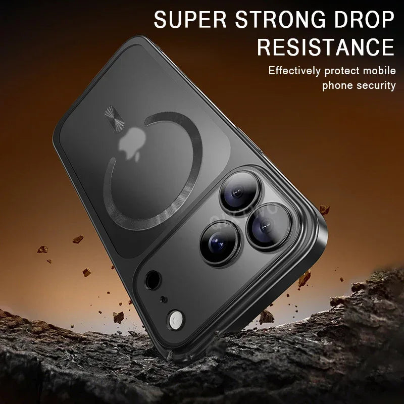 QIXTWO Luxury Plating Matte Transparent Magnetic Wireless Charge Case - ShopHub