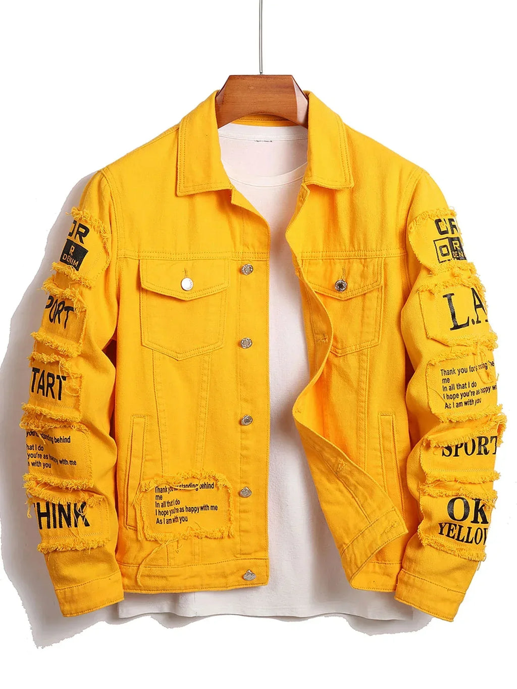 Men's Y2K Denim Jackets Featuring Stylish Patches - ShopHub