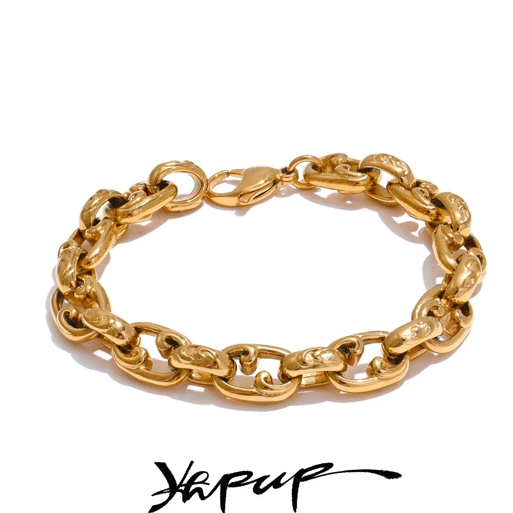 22cm Stainless Steel Cuban Chain Bracelet Bangle - ShopHub