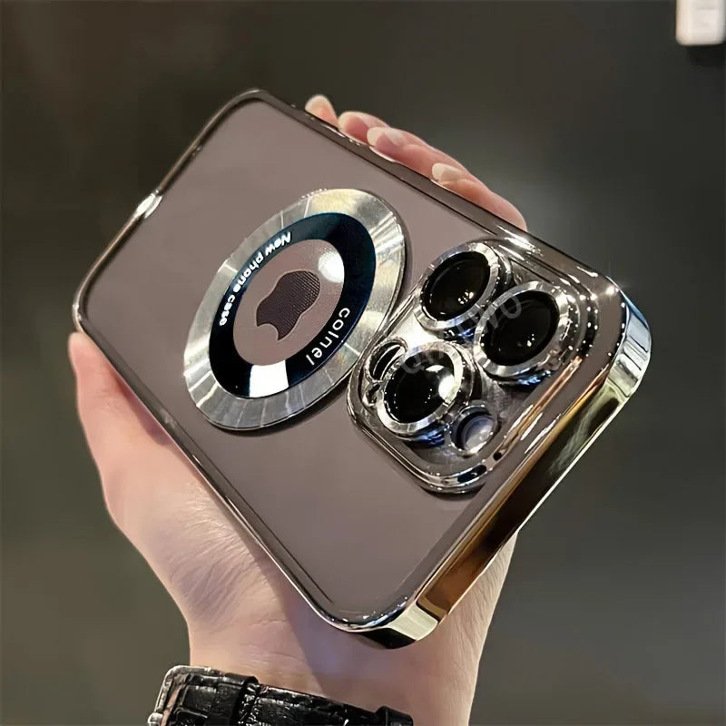 QIXTWO Luxury Plating Hollow MagSafe Magnetic Wireless Charge Case - ShopHub