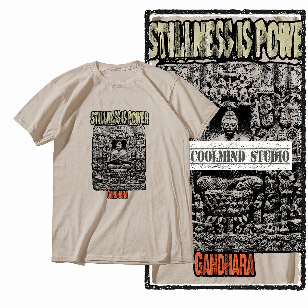 COOLMIND X0080 Serenity Buddha Graphic Cotton Tee