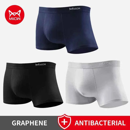 MiiOW 3Pcs Men's Cotton Boxer Briefs