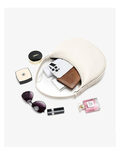FOXER Women's Shoulder Bag PU Leather New Lady Crescent Underarm Bag Fashion Minimalist Crossbody Bag for Daily Casual Outfit