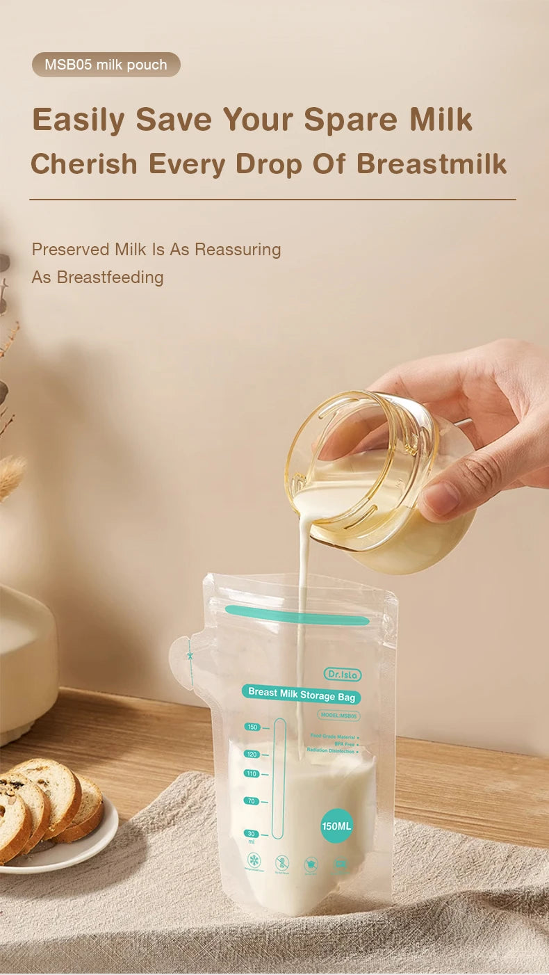 Dr.Isla Breast Milk Storage Bags — 100 Piece, 150ml Capacity