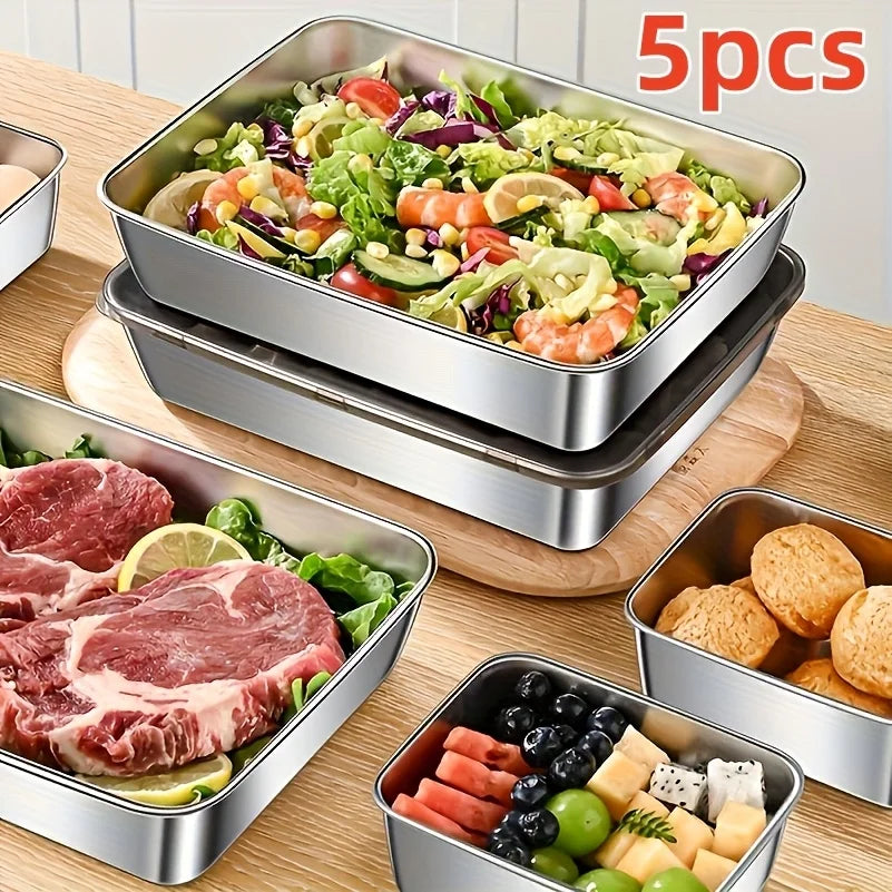5Pcs Stainless Steel Food Containers