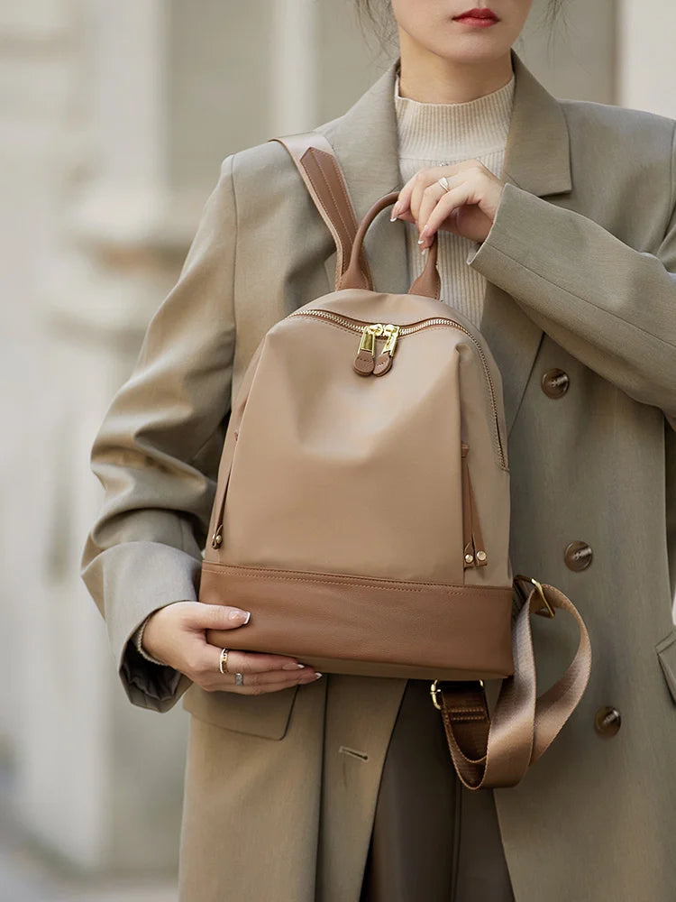 New Oxford &Leather Female Aesthetic Backpack School Bags Luxury Designer for Girls Women Backpacks Travel Light Weight - SC1708
