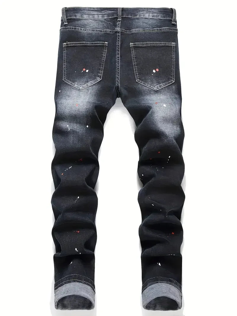 Men’s Y2K Ripped Skinny Jeans - ShopHub