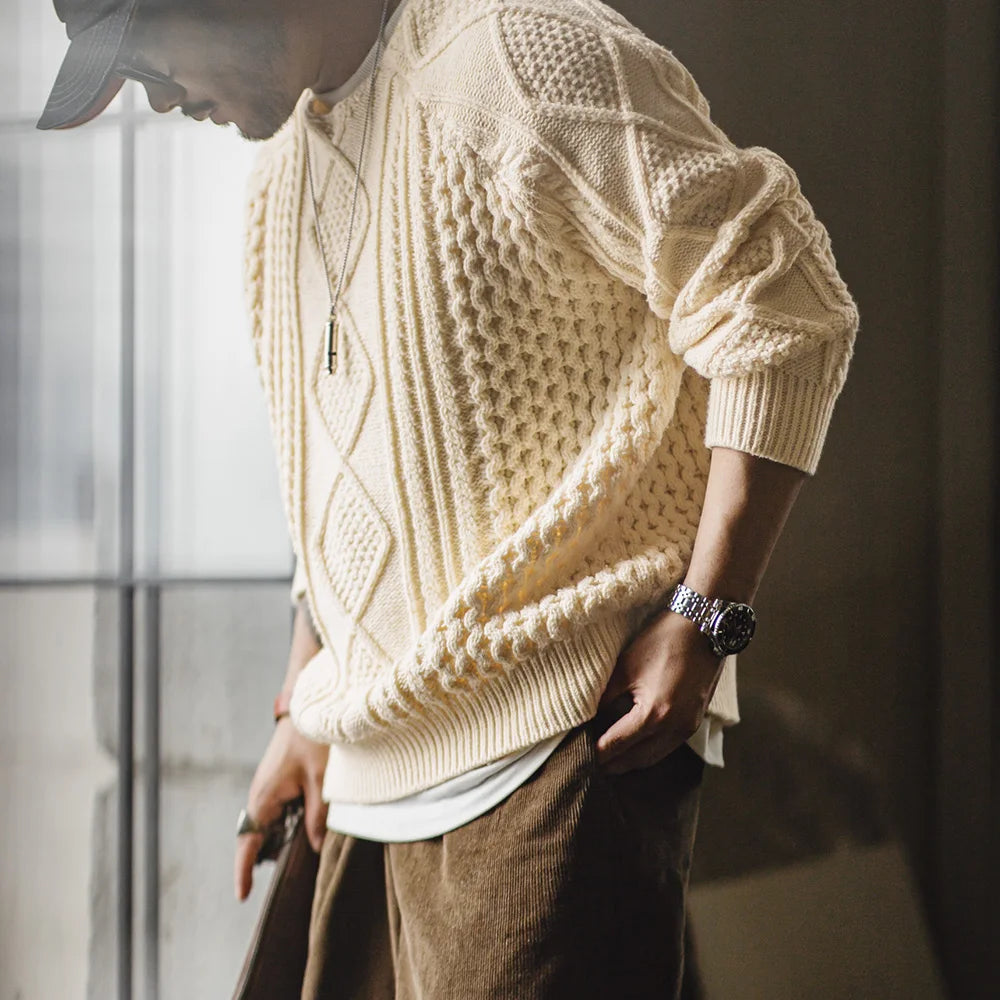 MADEN Retro Aran Crew-Neck Sweater