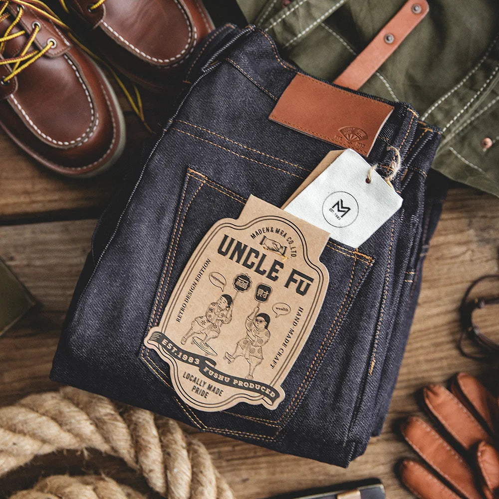 Maden Retro 11.6oz Cotton Selvedge Raw Denim Jeans Tapered Regular Fit