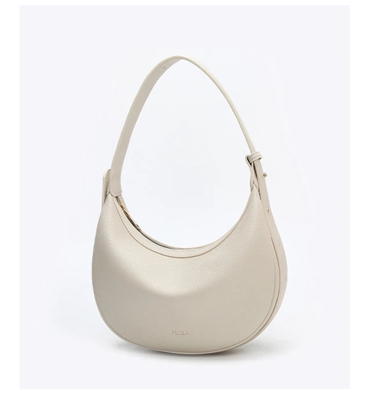 FOXER Women's Shoulder Bag PU Leather New Lady Crescent Underarm Bag Fashion Minimalist Crossbody Bag for Daily Casual Outfit