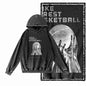 Courtside Basketball Graphic Acid-Washed Black Hoodie