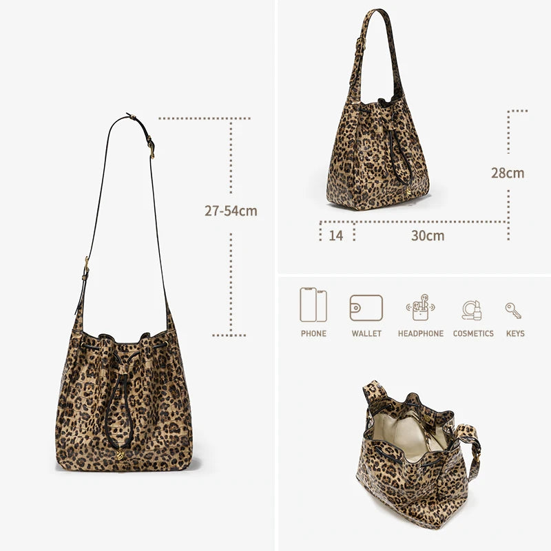 BAFELLI Leopard-Print Cow Leather Hobo Bag