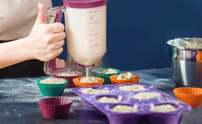 Foldable Batter Dispenser for Pancakes, Cupcakes, and Waffles - Non-Drip Tool with 6 Nozzles