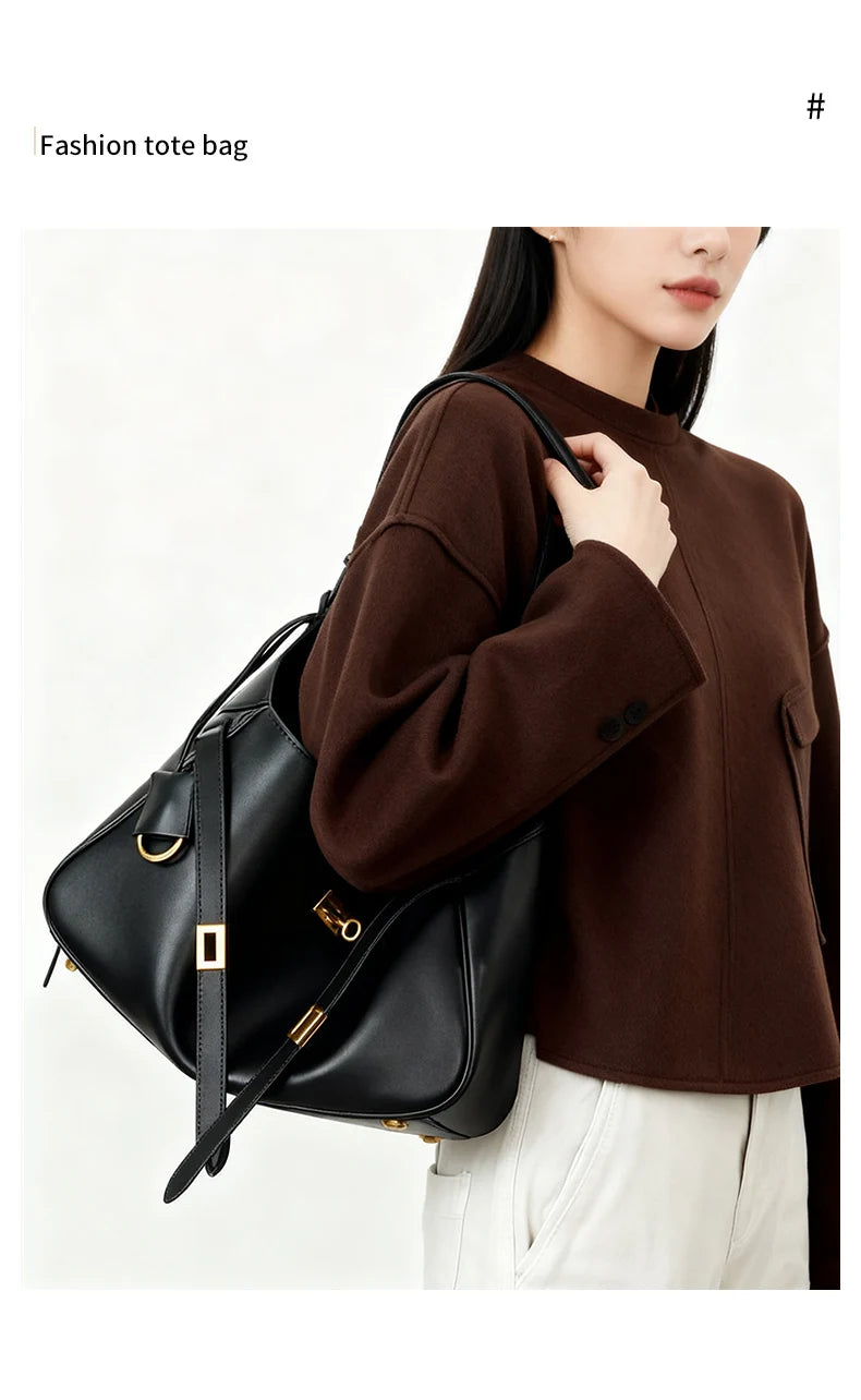 FOXER Women's Shoulder Bag Soft Artificial Leather Underarm Bag Large Capacity Lady Handbag Simple Daily Tote Bag Purse