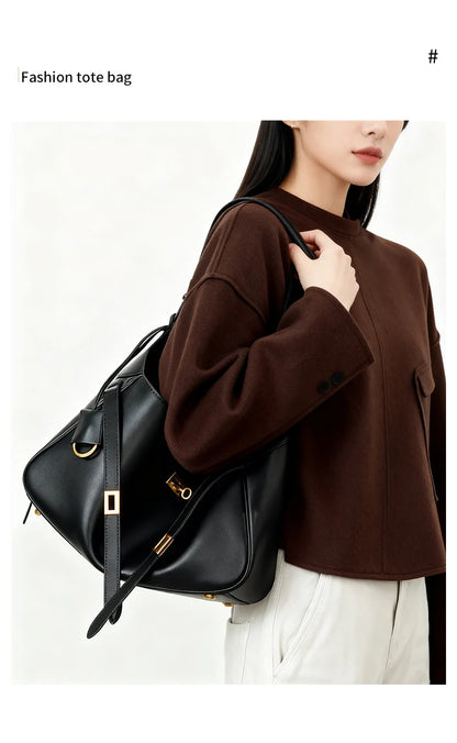 FOXER Women's Shoulder Bag Soft Artificial Leather Underarm Bag Large Capacity Lady Handbag Simple Daily Tote Bag Purse