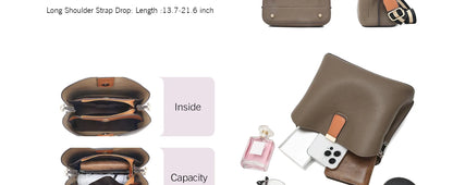 FOXER Brand New Shoulder Bag for Women PU Leather Retro Large Capacity Bucket Bag Female Crossbody Purse Tote Commuting Purse