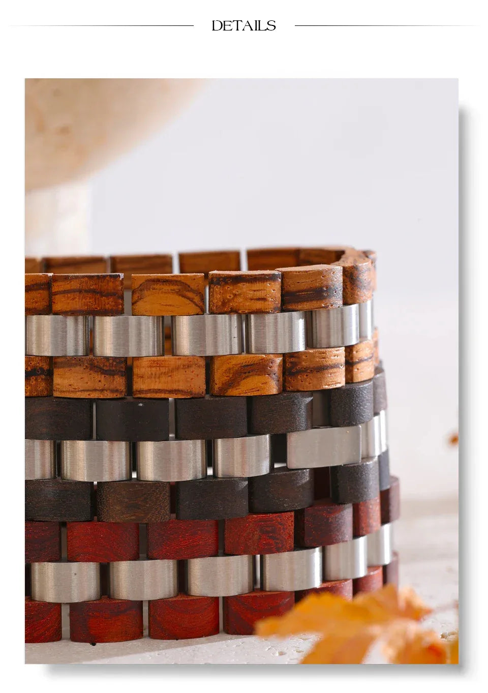 22cm Men's Natural Wood Chain Wide Bracelet - ShopHub