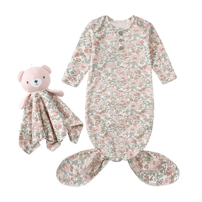 Kids Tales Little Nest Cotton-Blend Knotted Baby Gown