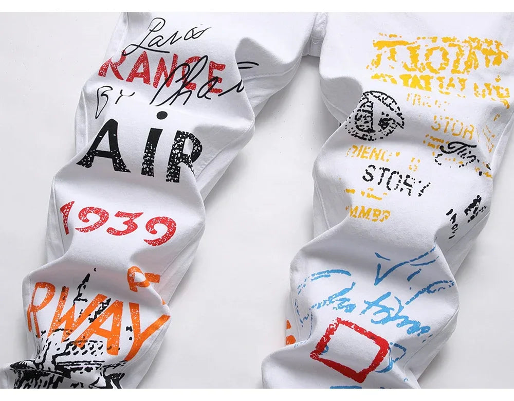 Men's Stylish Jeans Featuring Unique Letter Prints and patterns - ShopHub