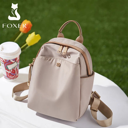 FOXER 2026 New Women's Backpack Soft Cloth Lady Fashion Shoulder Bag Lightweight Anti-theft Large Capacity Commuter Travel Bag