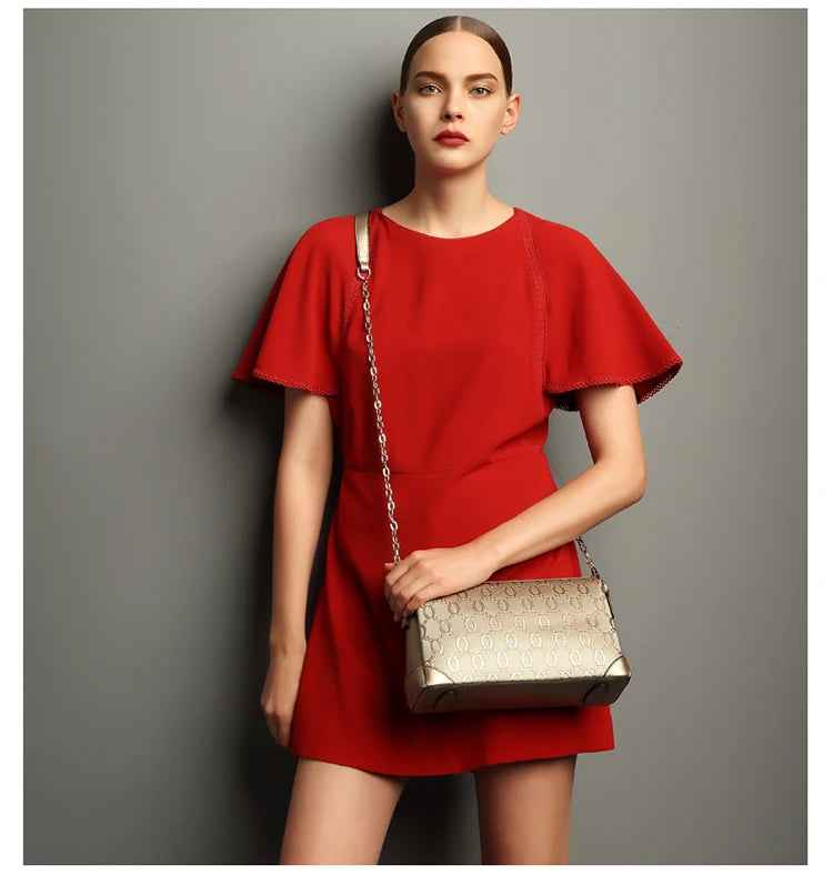 FOXER 2026 Spring Summer Women's Crossbody Bag Split Leather Fashion Chain Shoulder Bag Luxury Commuter Lady Cellphone Purse