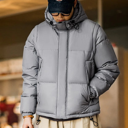 Maden Men's Winter Detachable Sleeves Down Jacket – Two Jackets in One
