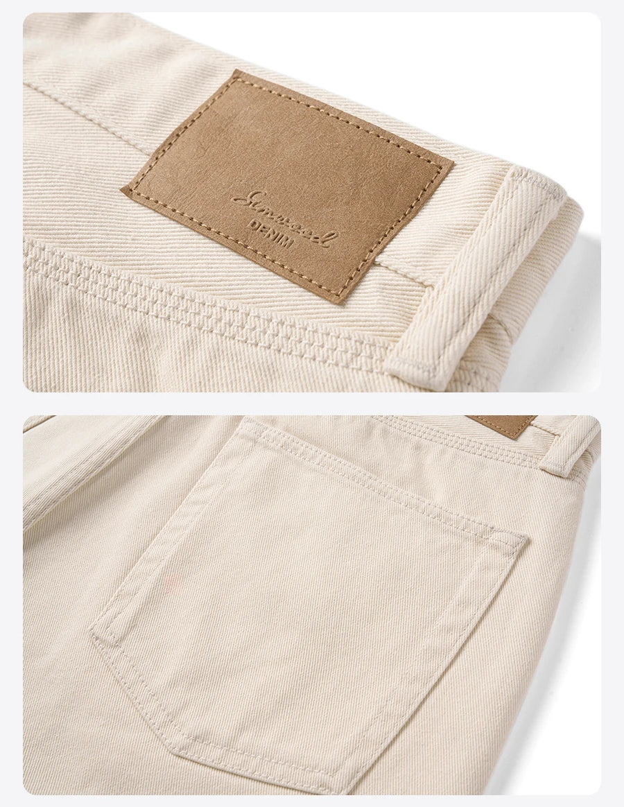 SIMWOOD 2026 Spring New Baggy Fit 11.3oz  Cotton Fabric Jeans Men Plus Size Casual Denim Chinos Pants