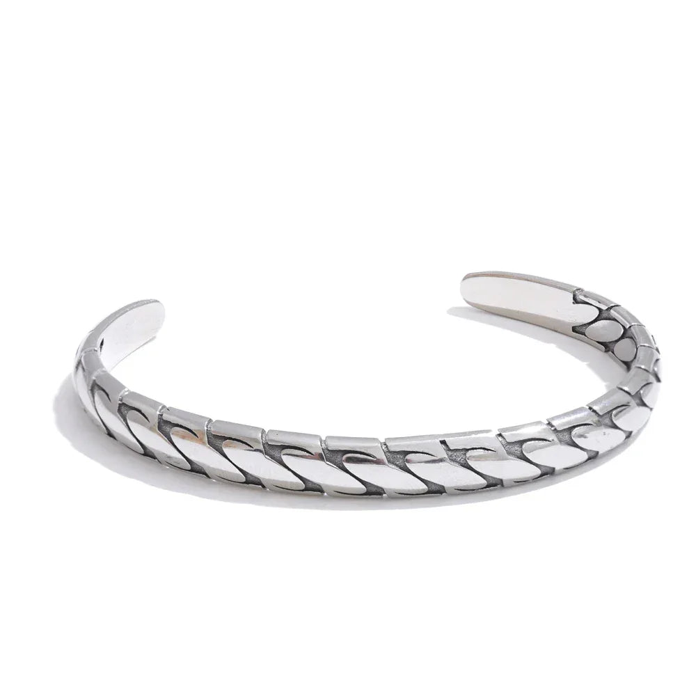 65mm Silver Colour Stainless Steel Cuff Bracelet - ShopHub