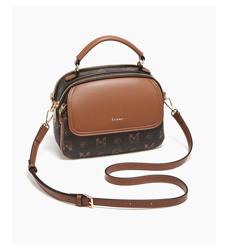 FOXER Lady's Shoulder Bag PVC Leather Casual Handbag Vintage Female Crossbody Bag Fashion Commute Boston Bag