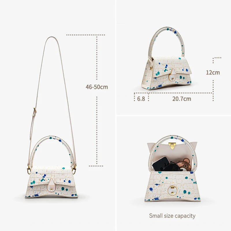 BAFELLI Floral Genuine Leather Half-Moon Bag