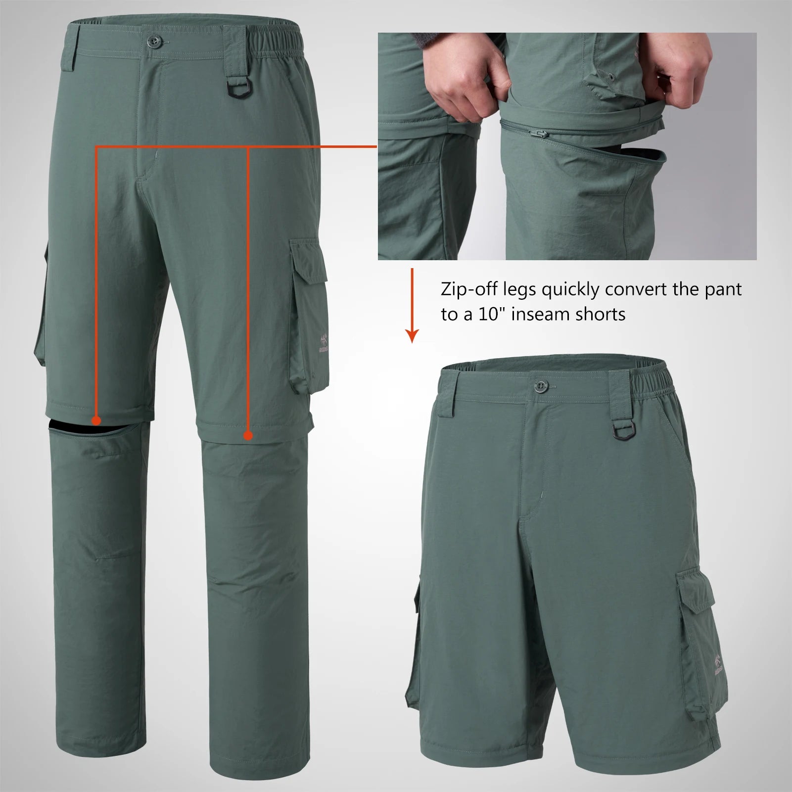 BASSDASH Men’s Outdoor Quick Dry Convertible Pants ShopHub