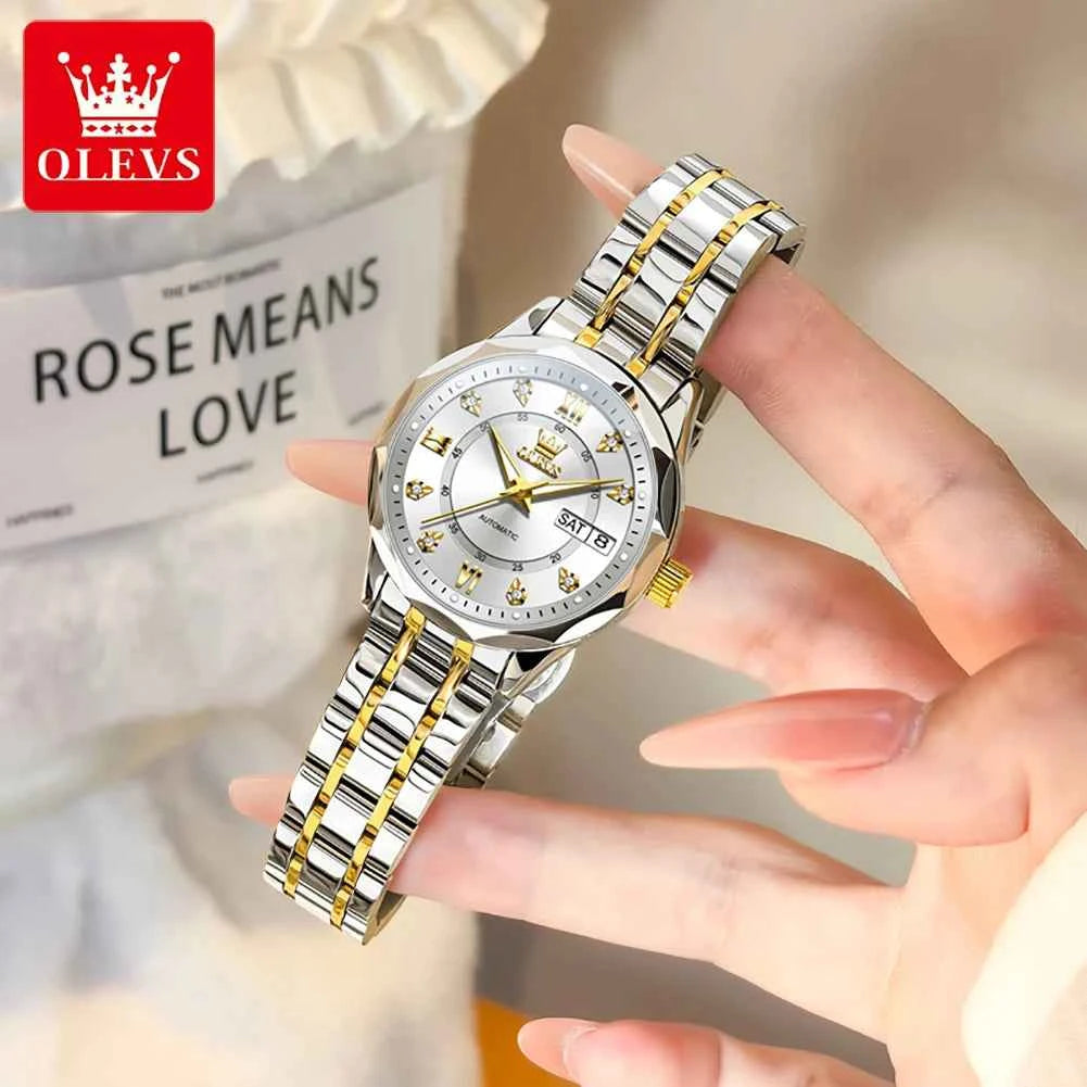 OLEVS 6727 Automatic Mechanical Watch for Men & Women - Waterproof Luminous Calendar Wristwatch with Gift Box