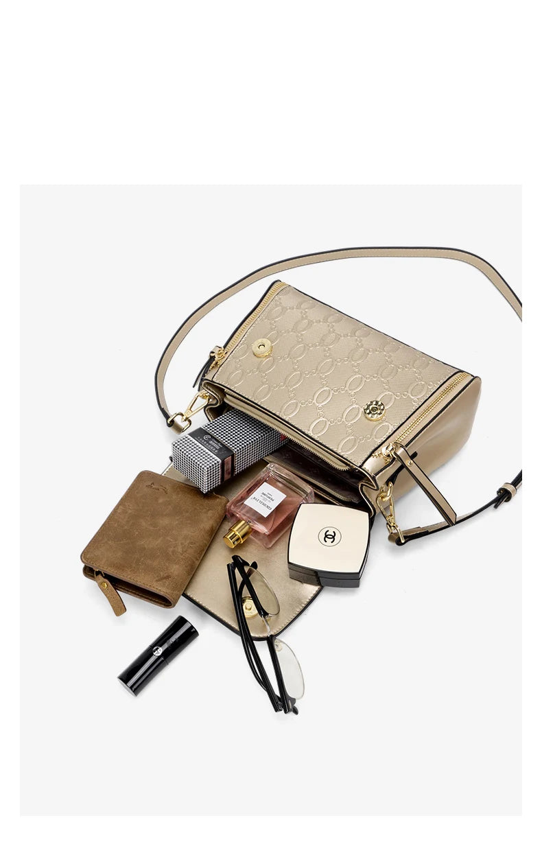 FOXER Lady's Handbag Split Leather Shoulder Bag 2026 Fashion Light Luxury Crossbody Bag Vintage Commute Female Messenger Bag