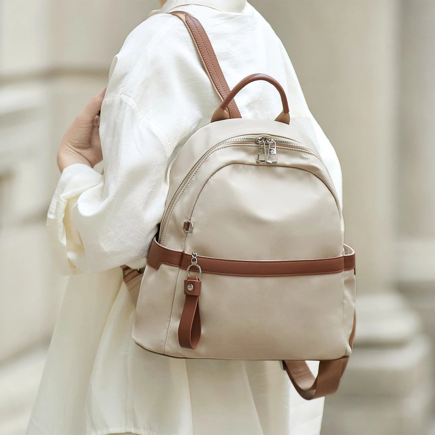 ZOOLER Oxford & Leather Female Letter Backpack
