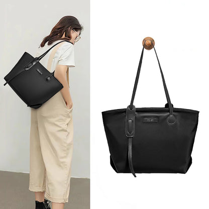 FOXER Women's Large Capacity Tote Bag Casual PU Leather Lady's Shoulder Bag Commute Travel Handbag All-match