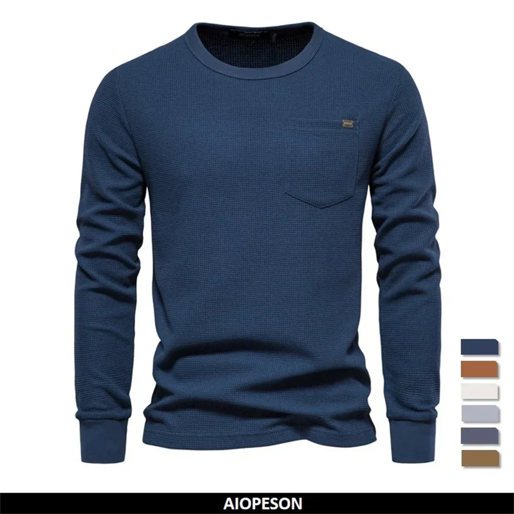 AIOPESON Men's Waffle Cotton Long Sleeve Shirts - ShopHub